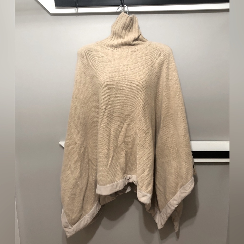 Ralph Lauren cashmere beige turtleneck poncho. Size medium